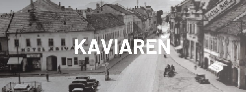 Okenný polep Kaviarne Na Korze s historickou fotografiou